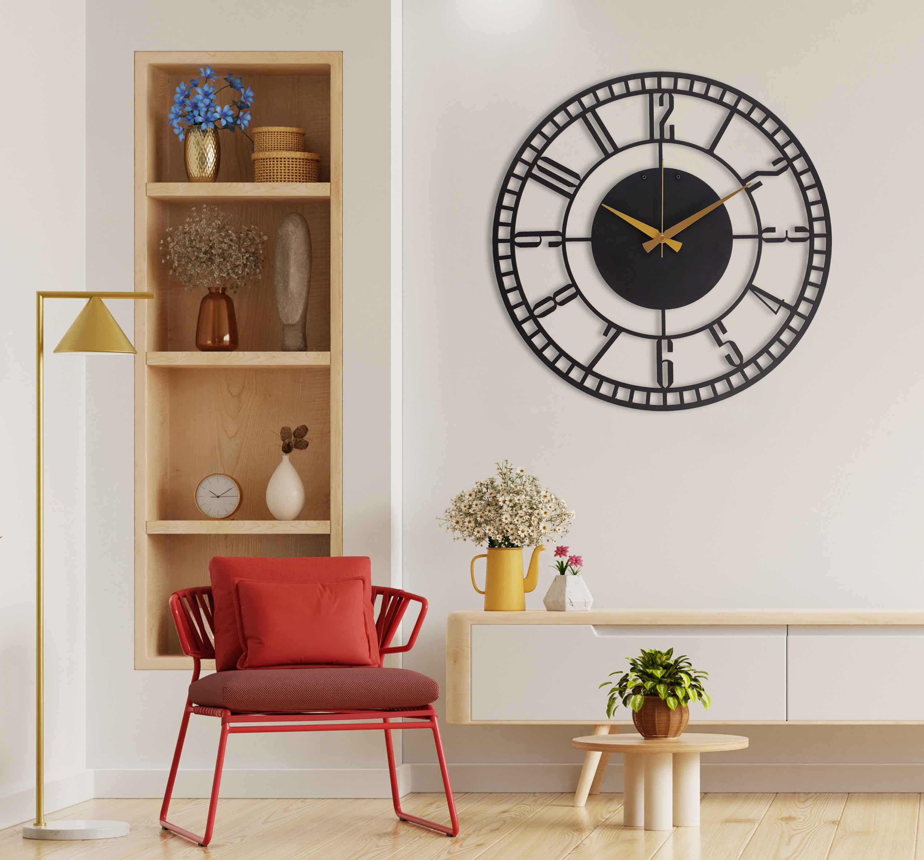 Black Modern Oversized Wall Clock