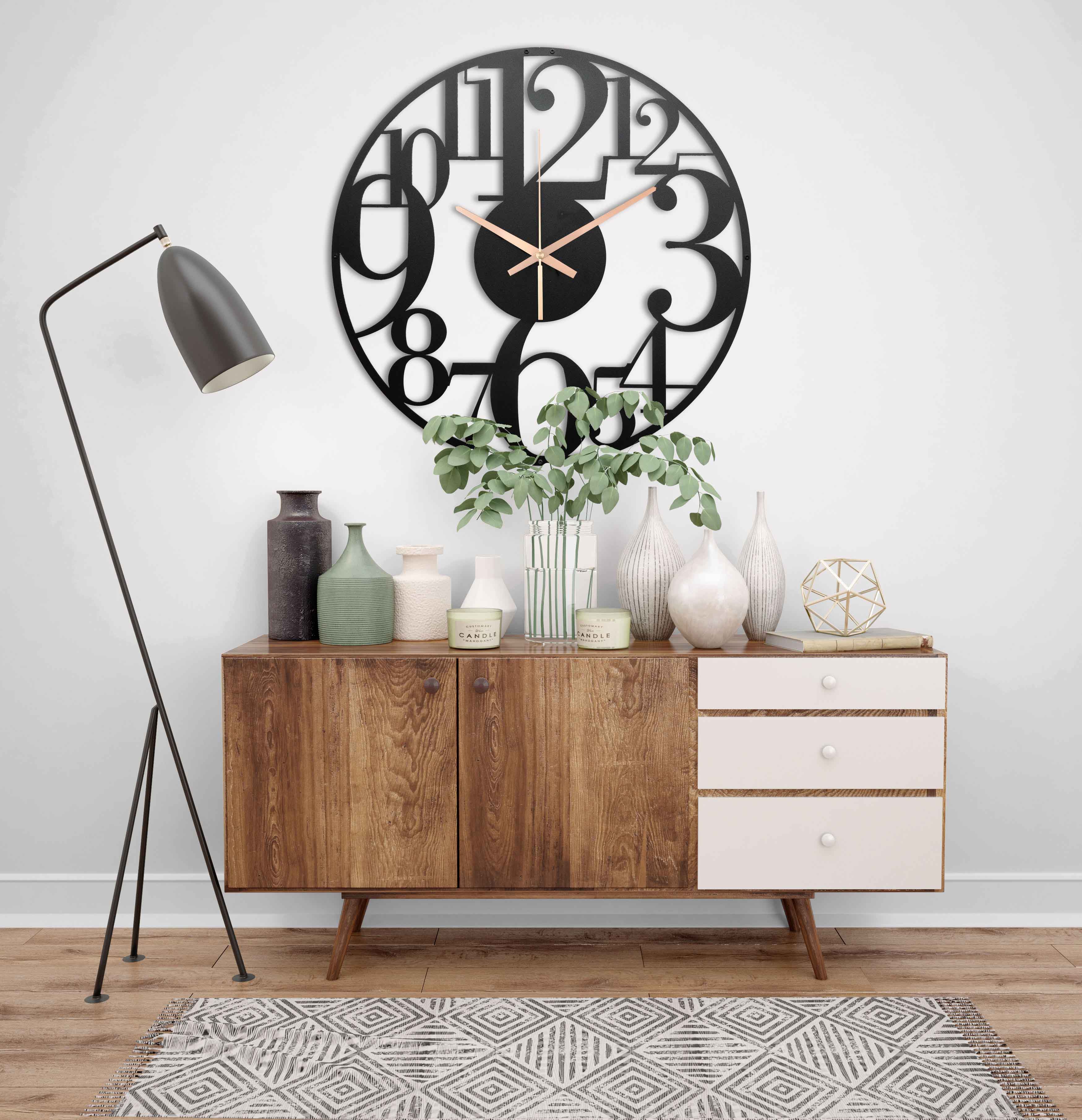 Asymmetric Clock, Decorative Clock, Metal Wall Clock, Oversized Wall Clock, Large Silent Wall Clock, Housewarming Gift, Big Clocks For Wall