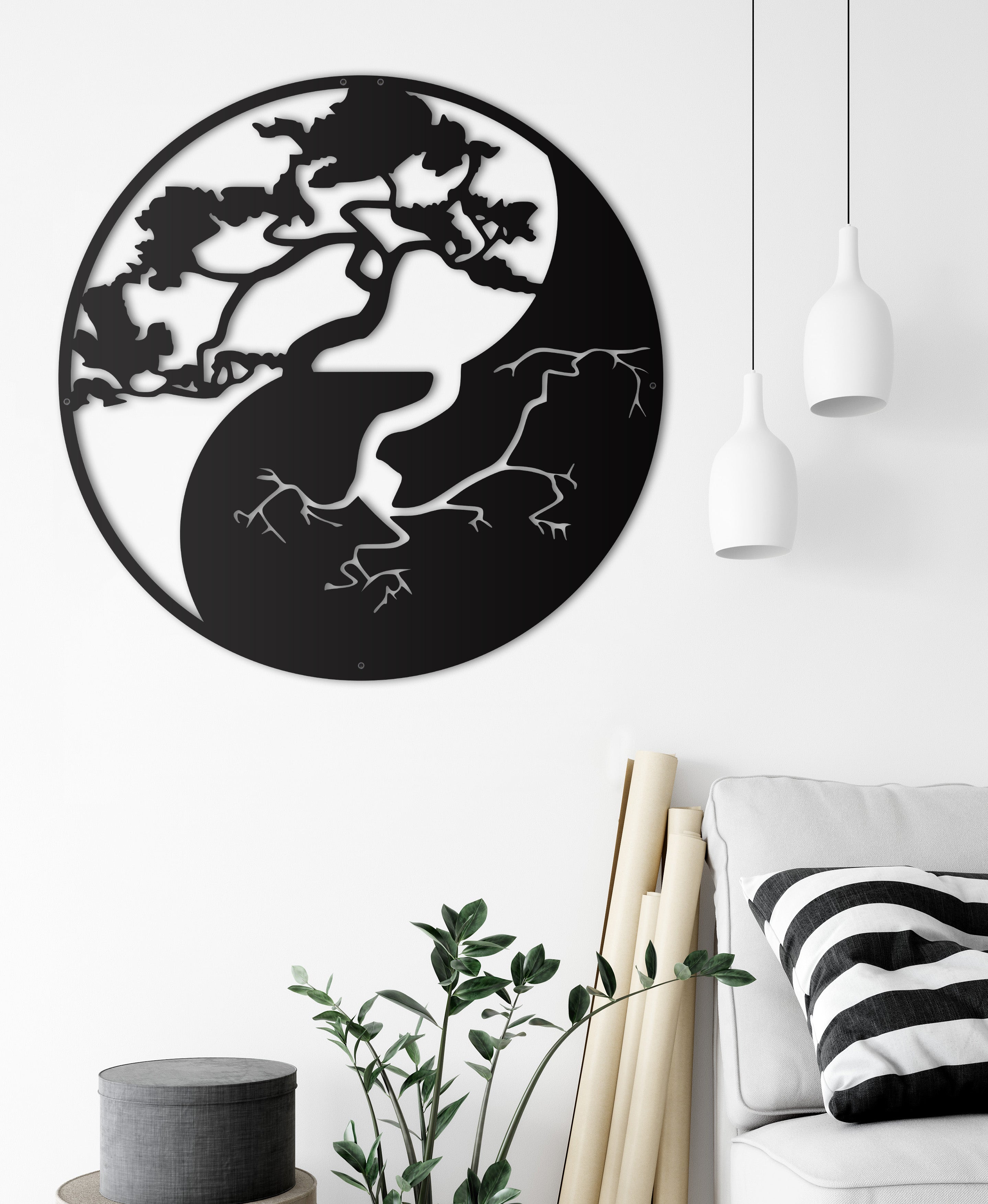 Unique Bonsai Tree Wall Decor/Aesthetic Modern Metal Wall Art/ Gift For Her New Home Gift House Black Living Room Wall Decor