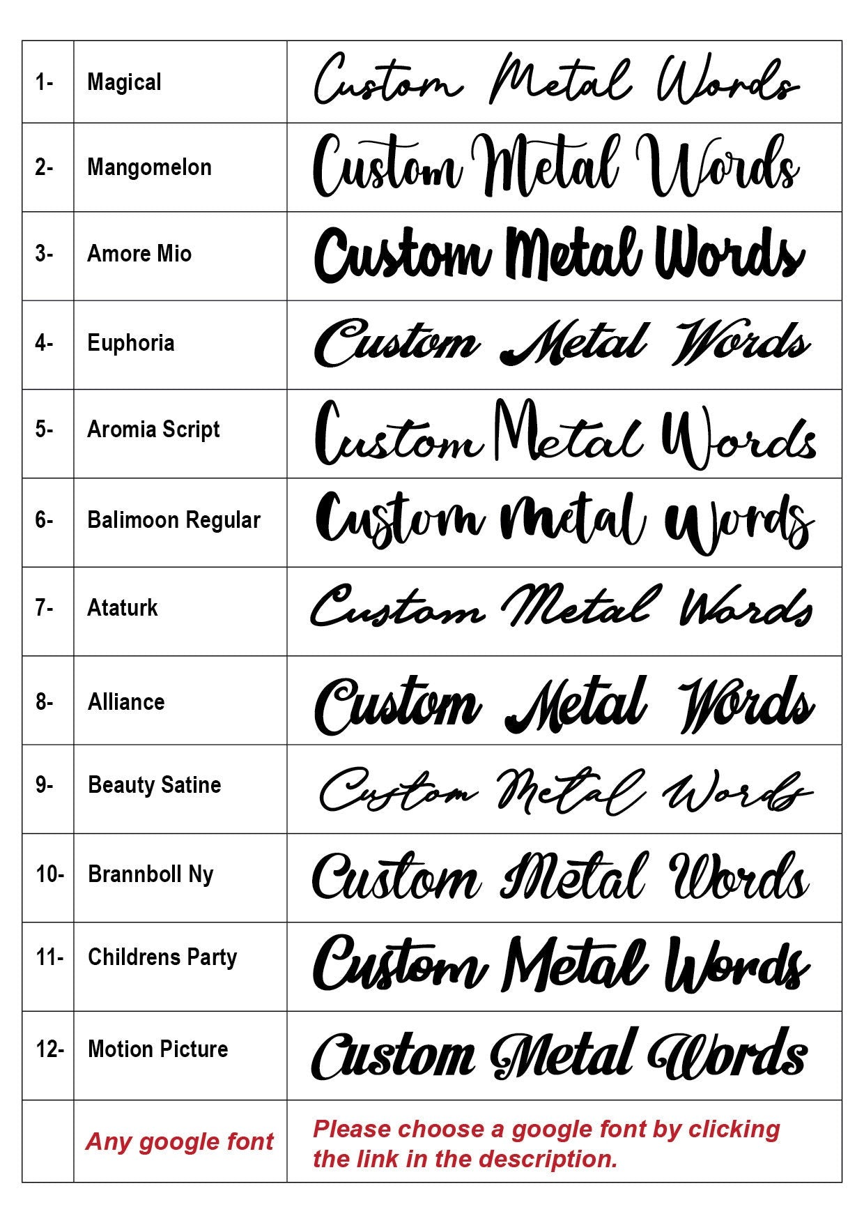 Custom Metal Words, Customized Name Script Metal Sign, Personalized Script Handwriting Family Name Decor, Metal Wall Decor