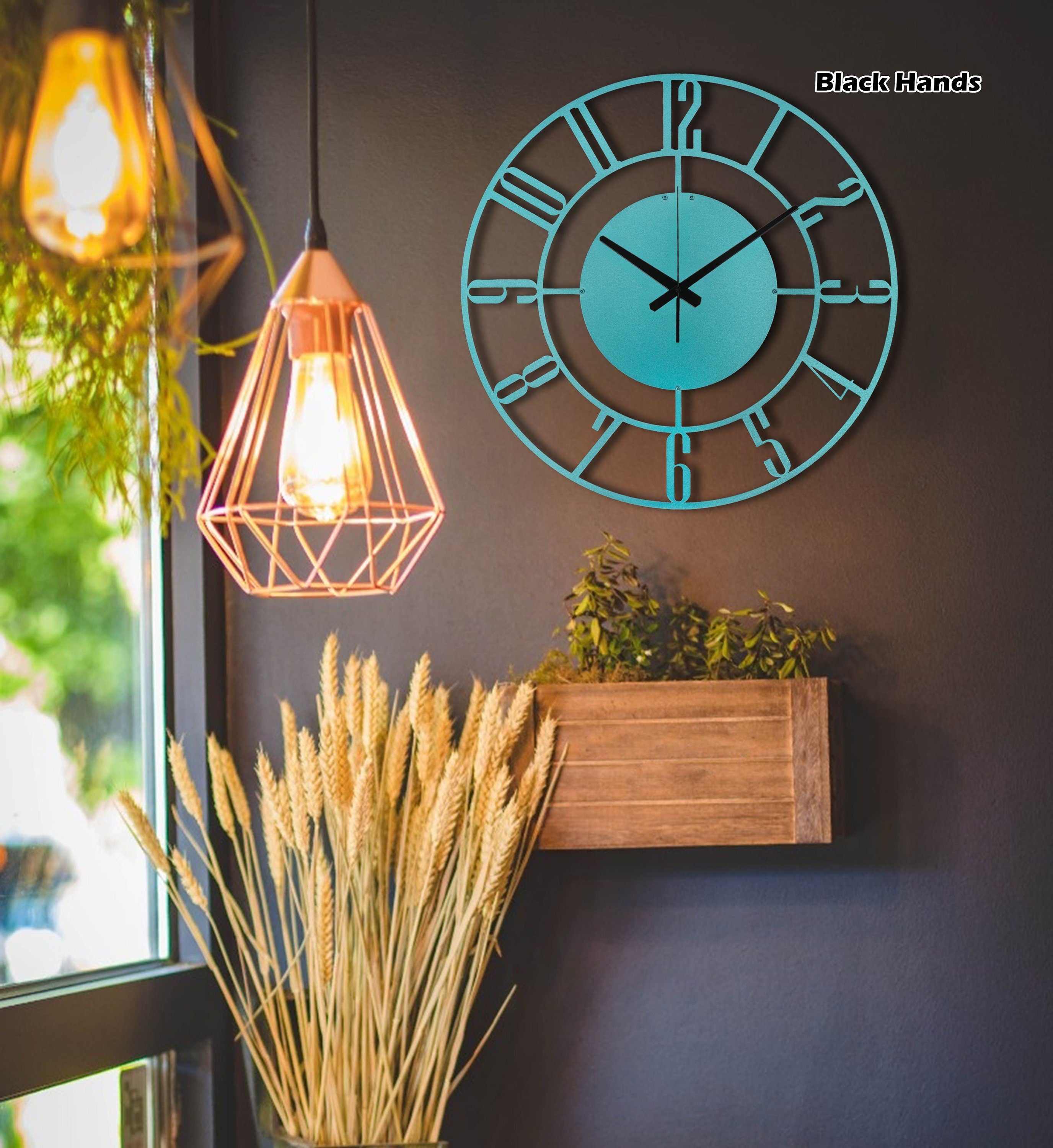 Blue Wall Clock, Large Turquoise Blue Clock, Small Wall Clock, Metal Wall Clock, Oversized Wall Clock, Unique Wall Clock, Clocks For Wall