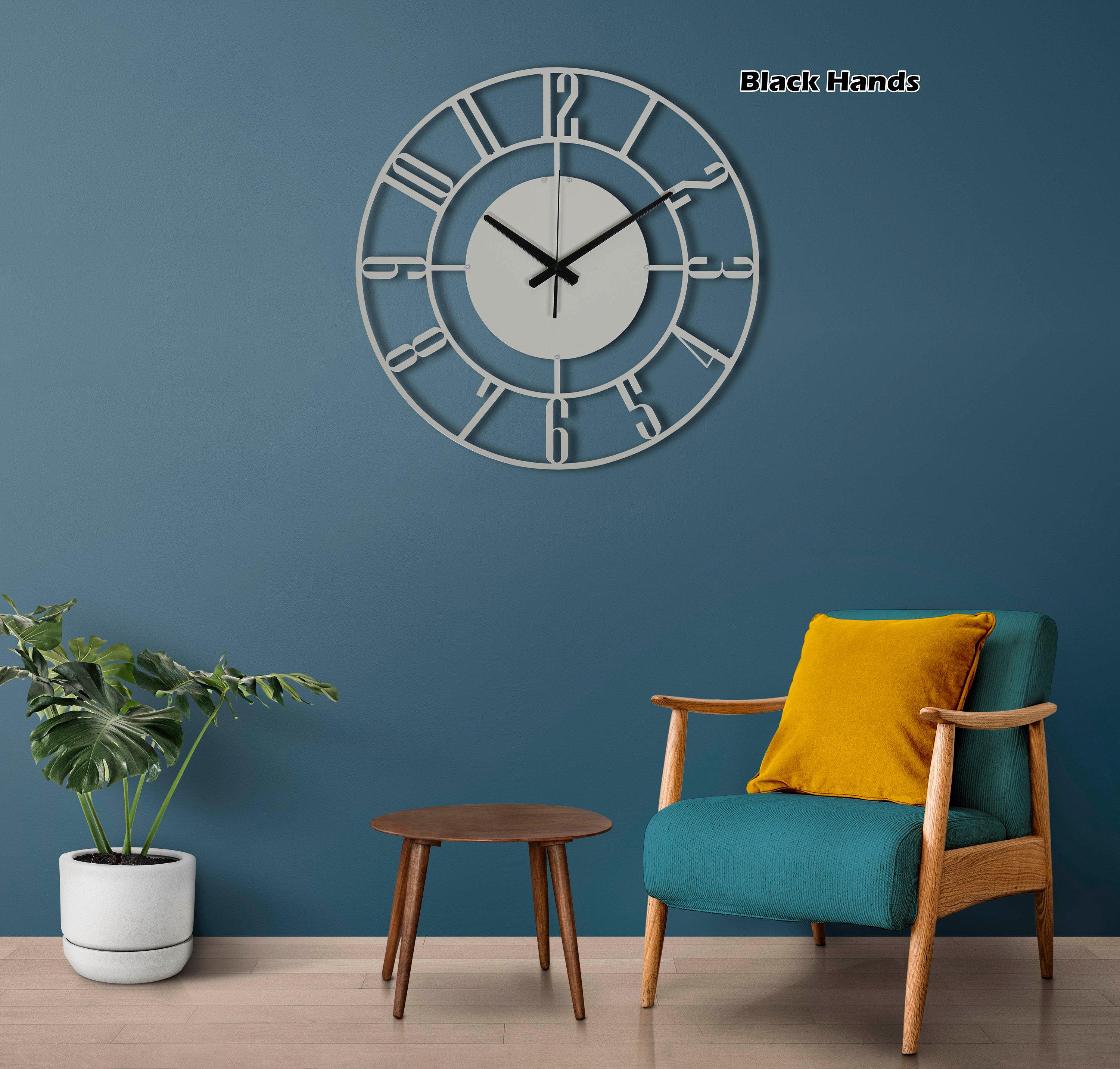 Silver Clock, Modern Wall Clock, Silent Wall Clock, Metal Wall Clocks, Unique Wall Clock With Numbers, Decorative Clock, Laser Cut Clock