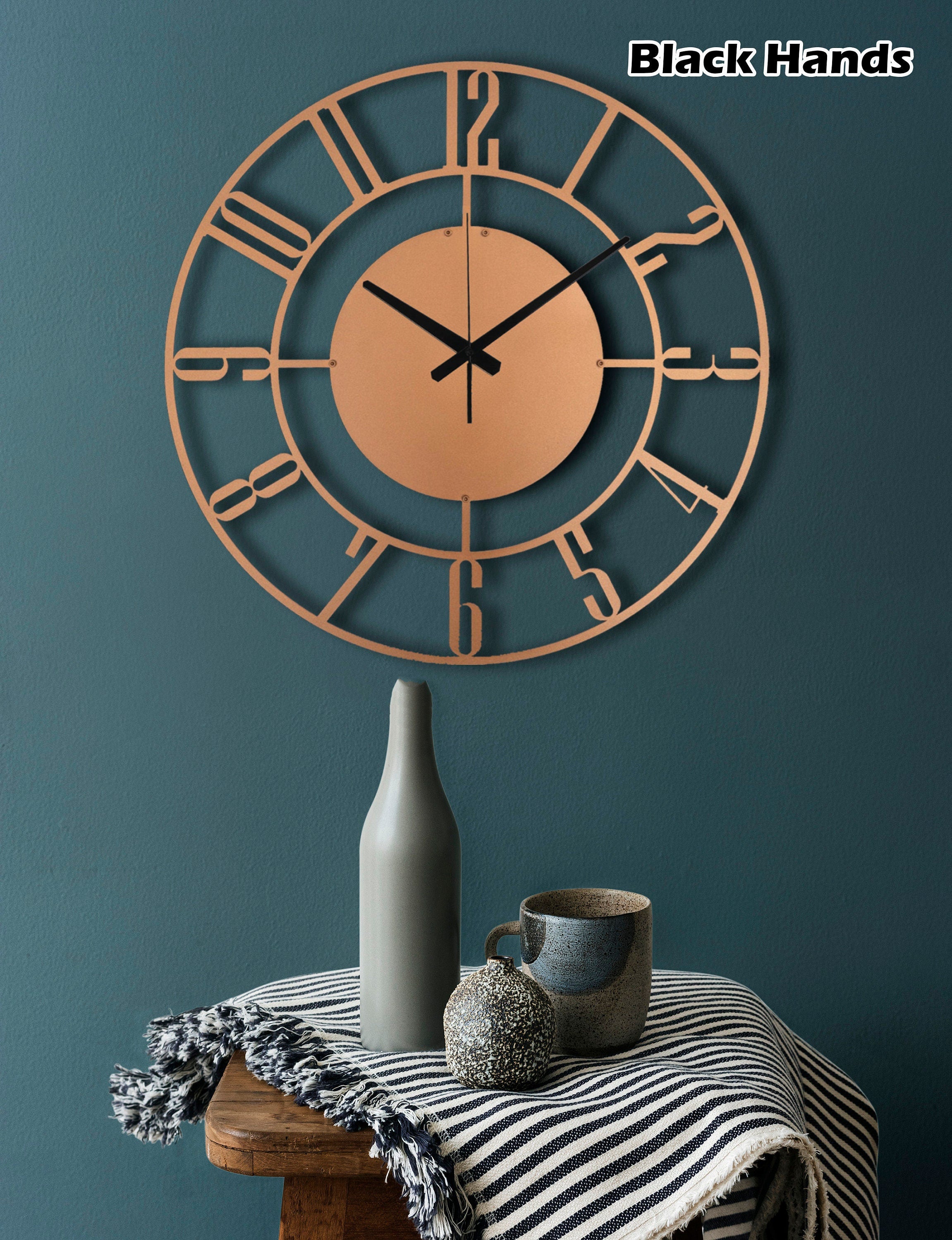 Copper Wall Clock, Copper Extra Large Clock, Unique Wall Clock, Oversized Wall Clock, Small Wall Clock, Modern Wall Hanging, Clocks For Wall