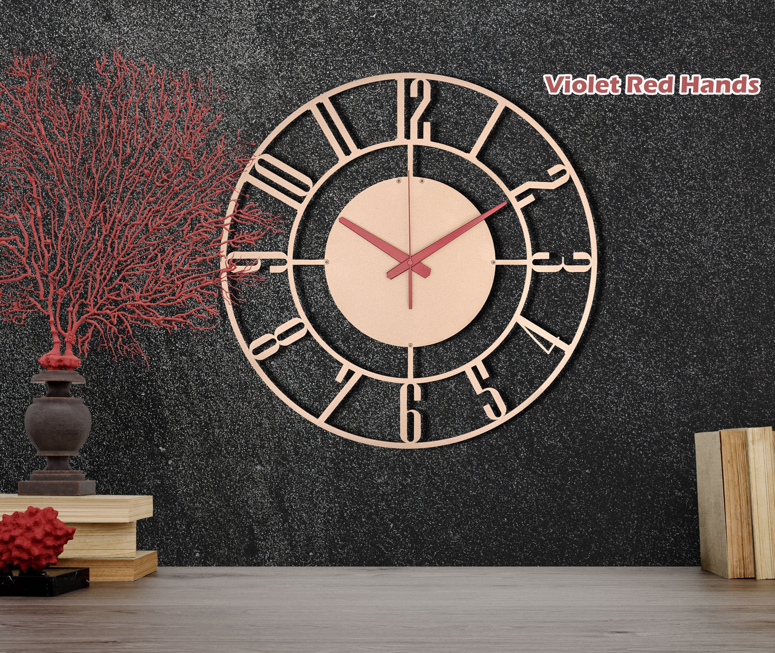 Soft Copper Wall Clock, Modern Wall Clock, Large Wall Clock, Unique Wall Clock, Silent Decorative Clock, Small Wall Clock, Laser Cut Clock