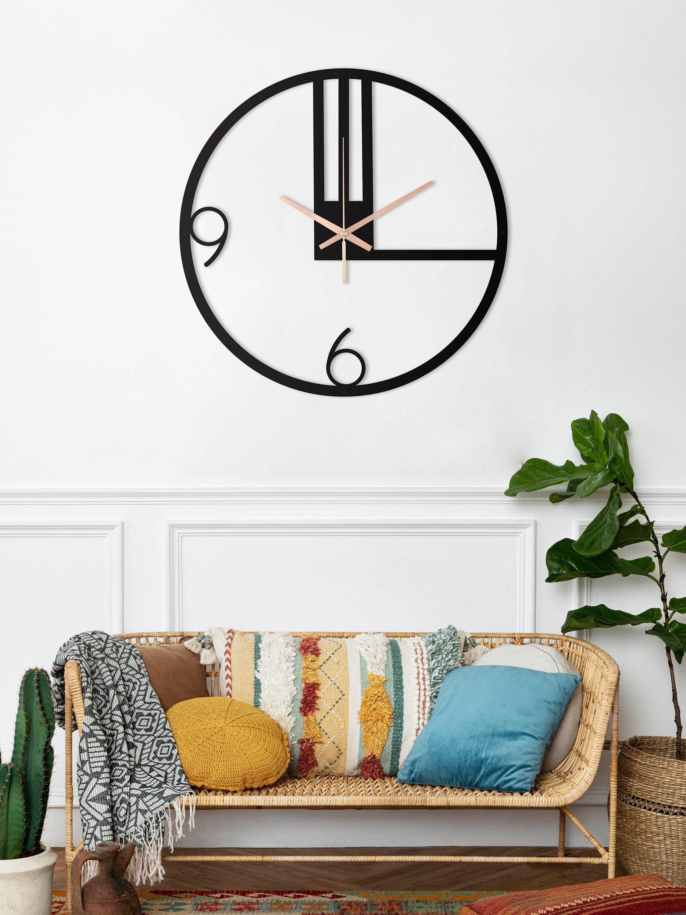 Minimalist Clock, Large Modern Wall Clock, Black Small Wall Clock Silent Wall Clock, Unique Wall Clock, Minimal Wall Clock, Clocks For Wall