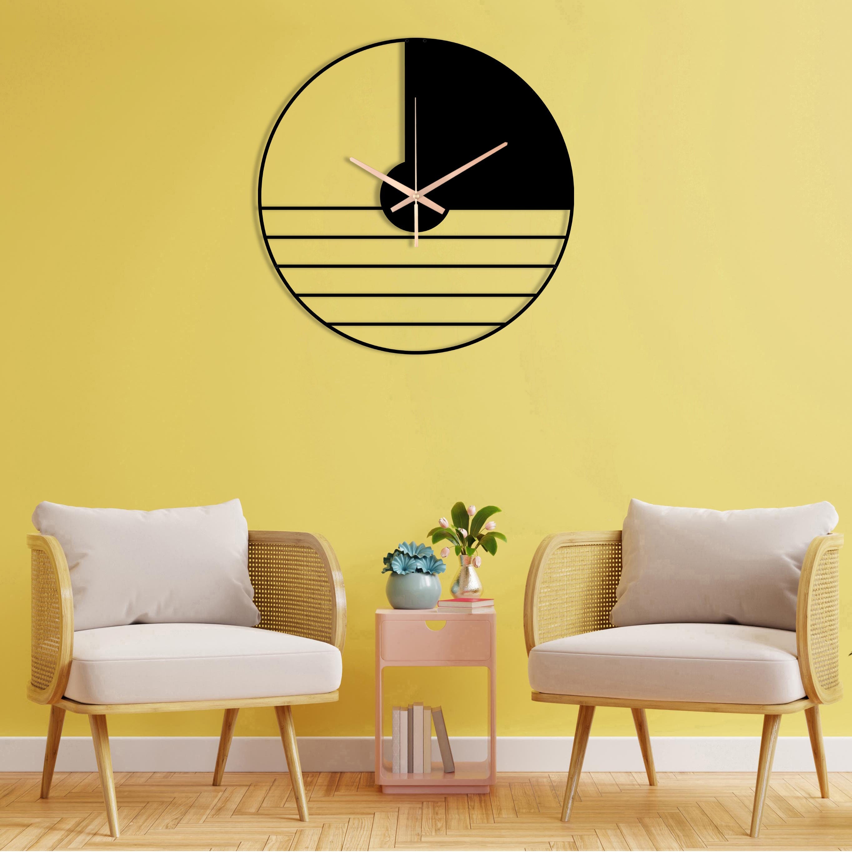Minimalist Clock, Oversized Wall Clock, Minimal Wall Clock, Large Metal Wall Clock Handmade Small Wall Clocks For Home Decore, Laser Cut
