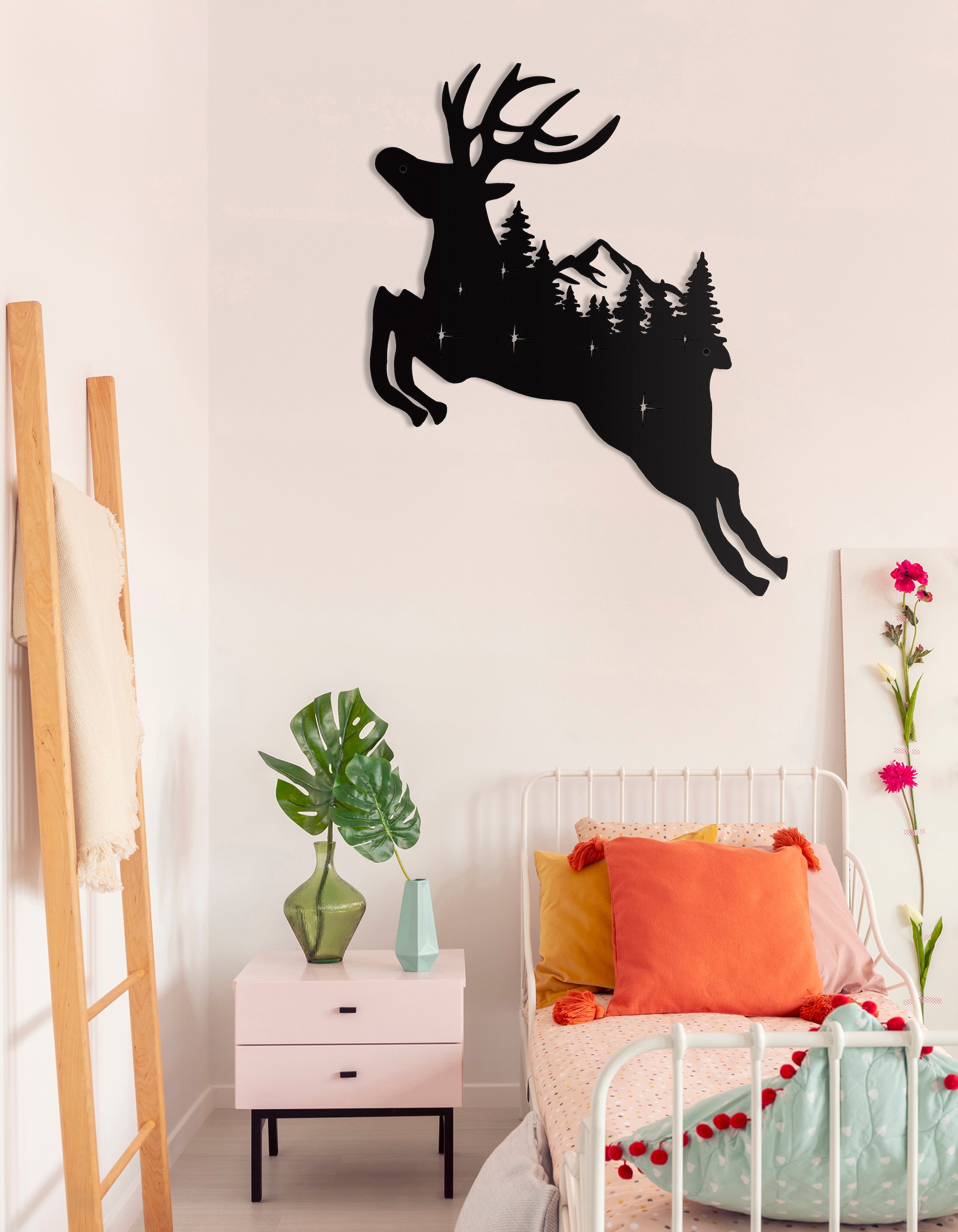 Unique Deer Metal Wall Decor/Living Room Wall Decor Anniversary Gift New Home Gift Wedding Gift